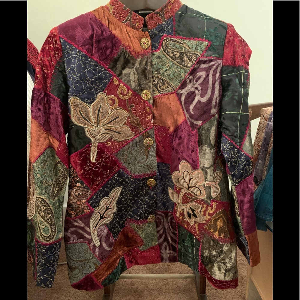 Indigo Moon Patchwork Velvet Jacket, XS